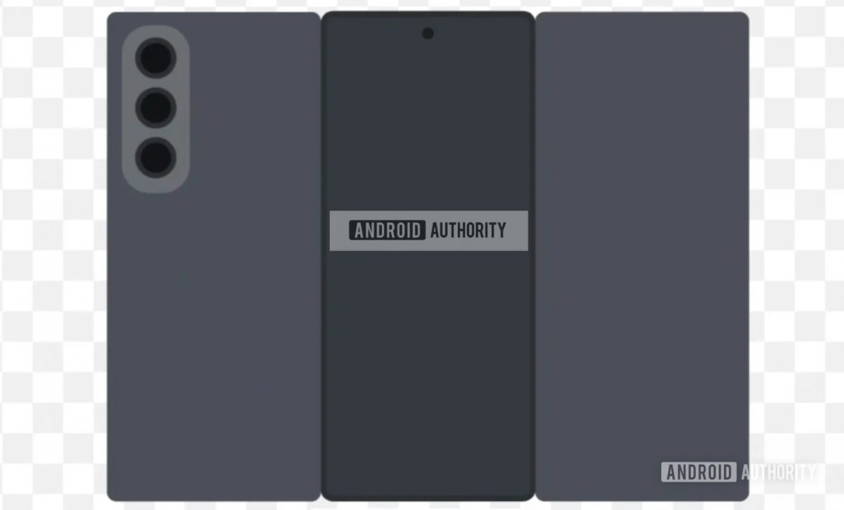 Samsungin kolminkerroin taittuva puhelin esillä ohjelmiston animaatiossa. Kuva: Android Authority.