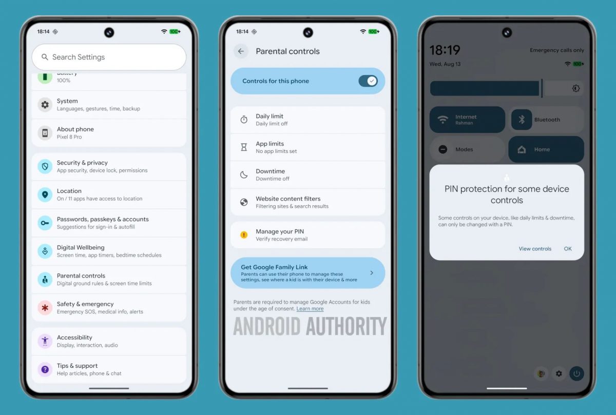 Android 16 QPR2 tuo joustavuutta perheen laitteiden hallintaan. Kuva: Android Authority.
