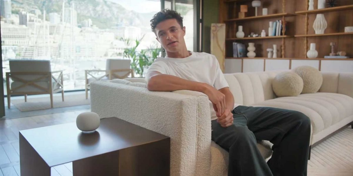 Googlen julkaisematon älykaiutin vilahti videolla Lando Norrisin rinnalla.