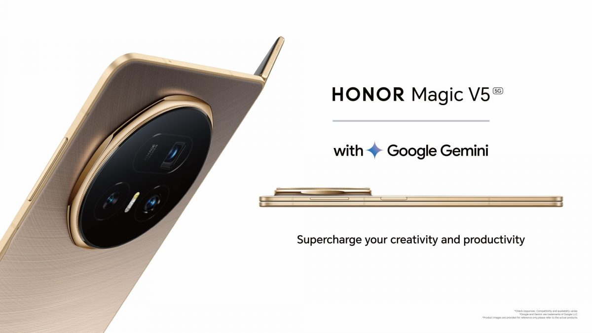 Honor Magic V5 on varustettu esiasennettuna Google Geminillä.