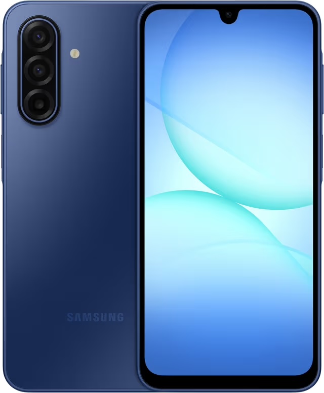 Samsung Galaxy A17 5G sinisenä.