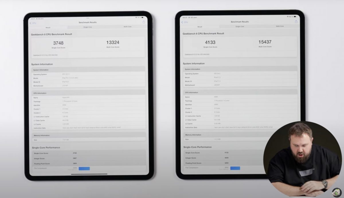 M5 tuo paremman suorituskyvyn uuteen iPad Prohon. Kuvankaappaus videolta.