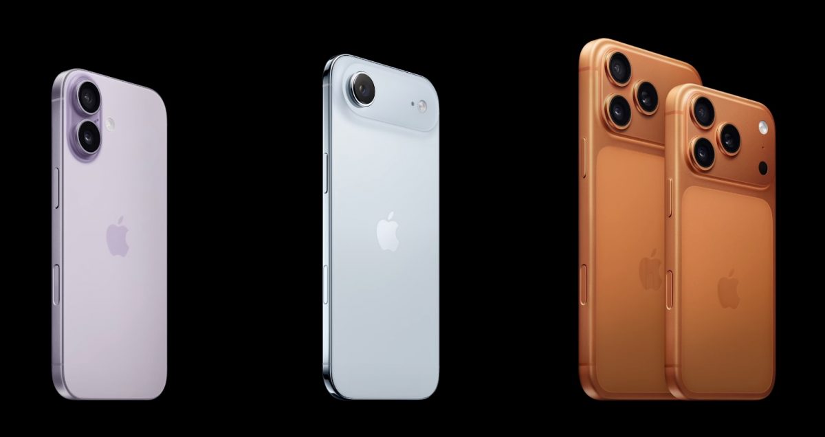 iPhone 17, iPhone Air ja iPhone 17 Pro sekä iPhone 17 Pro Max.