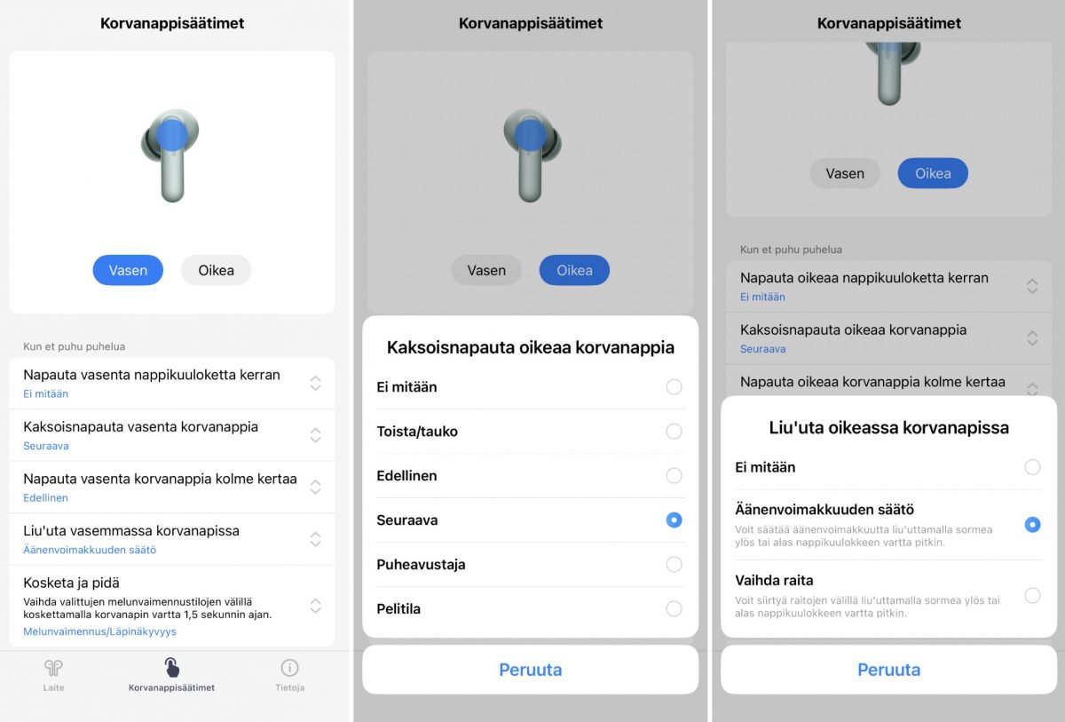 OnePlus Buds 4 -kuulokkeiden eleohjaustoimintoja voi mukauttaa HeyMelody-sovelluksesta.
