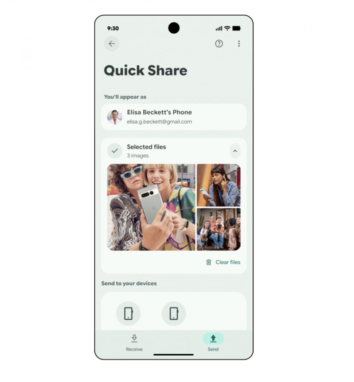 Quick Sharen käyttöliittymä uudistuu.
