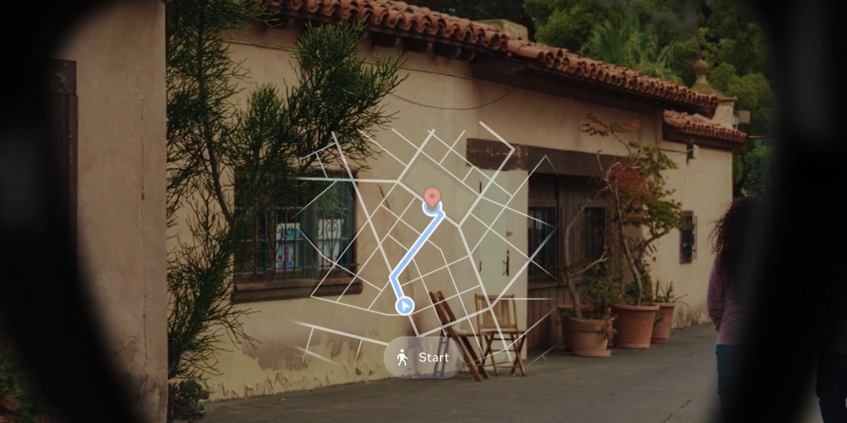 Myös kartta voi heijastua lasien näytölle. Kuvankaappaus videolta.