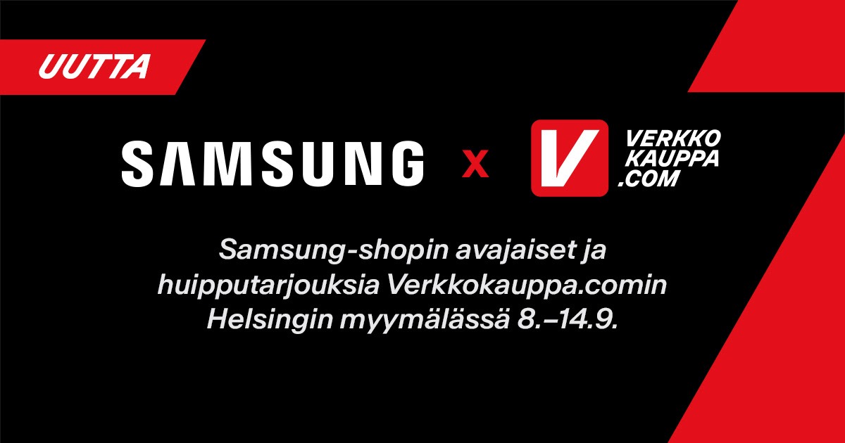 Verkkokauppa.comin myymälä Helsingissä uudistuu Samsung Shop-in-Shopilla.