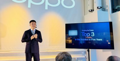 Oppon tavoitteena on nousta TOP3-joukkoon Pohjoismaiden markkinoilla. Kuvassa Pohjoismaiden toimitusjohtaja Jeremy Geng lanseeraustilaisuudessa Helsingissä 2. lokakuuta.