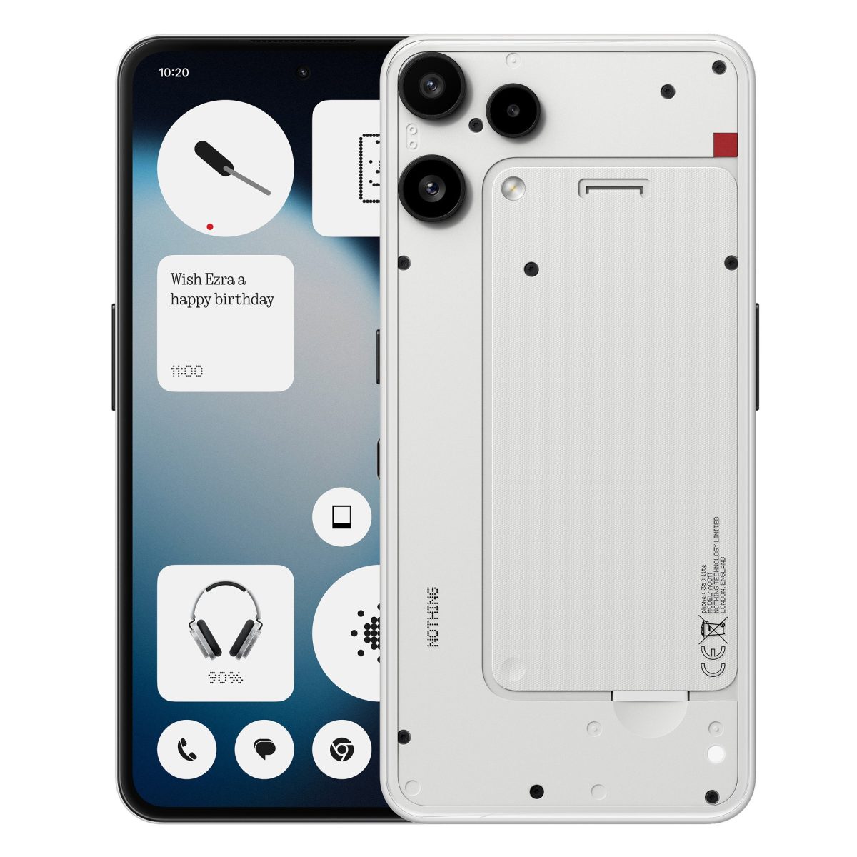 Nothing Phone (3a) Lite valkoisena.