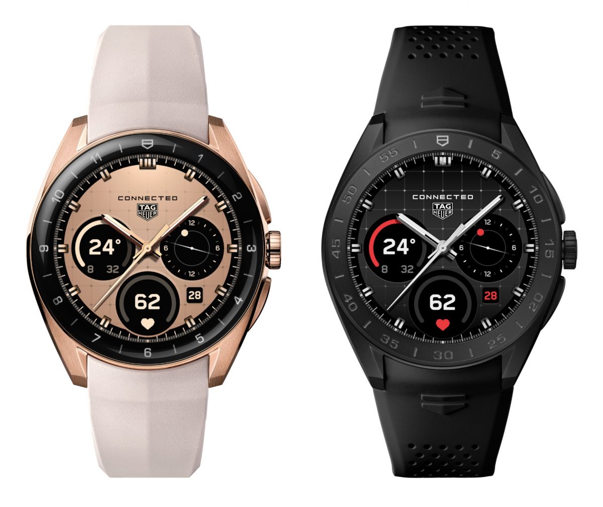 TAG Heuer Connected Calibre E5, Golden Bright Edition (40 mm) ja titaanirungolla (45 mm).