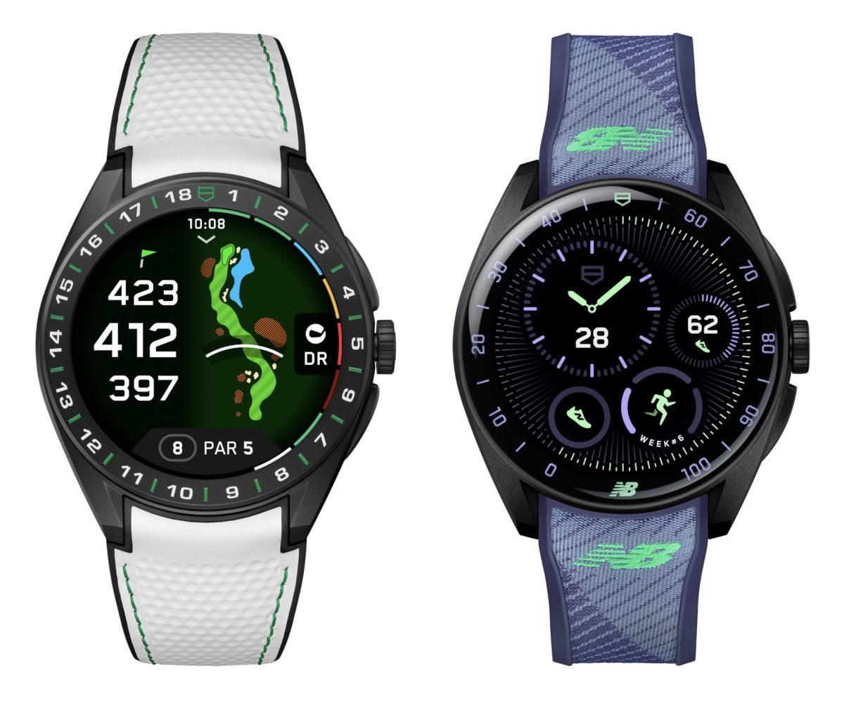 TAG Heuer Connected Calibre E5, Golf Edition (45 mm) ja New Balance Edition (40 mm).