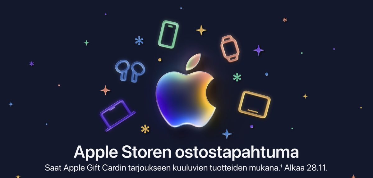 Apple Storen ostostapahtuma -kampanja on voimassa 28. marraskuuta - 1. joulukuuta 2025.