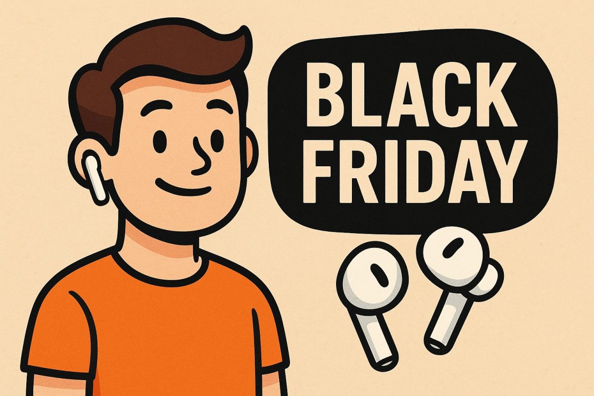 Nappikuulokkeet ovat Black Fridayn hittejä. Kuva: ChatGPT.