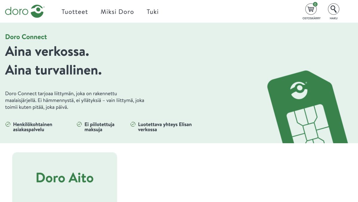 Doro myy nyt myös omaa puhelinliittymäänsä.