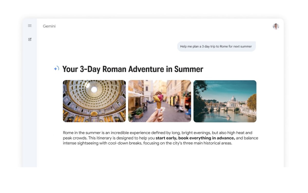 Gemini voi jatkossa vastata tällaisella visuaalisella ulkoasulla.