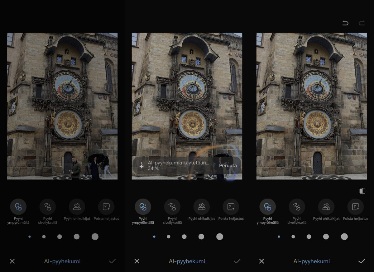 AI-pyyhekumilla voi poistaa kuvista ylimääräiseksi koetut asiat.