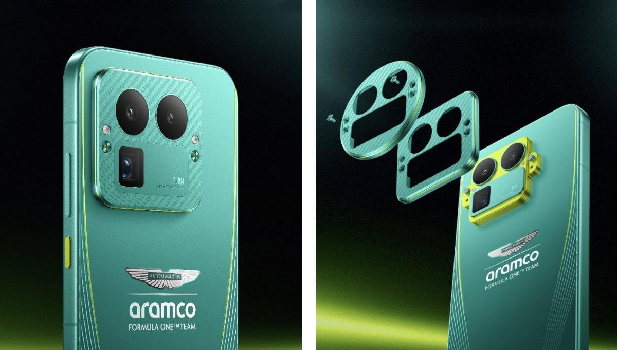 Realme GT8 Pron Aston Martin F1 -erikoisversion mukana tulee kaksi erilaista kamerakohoumaa.