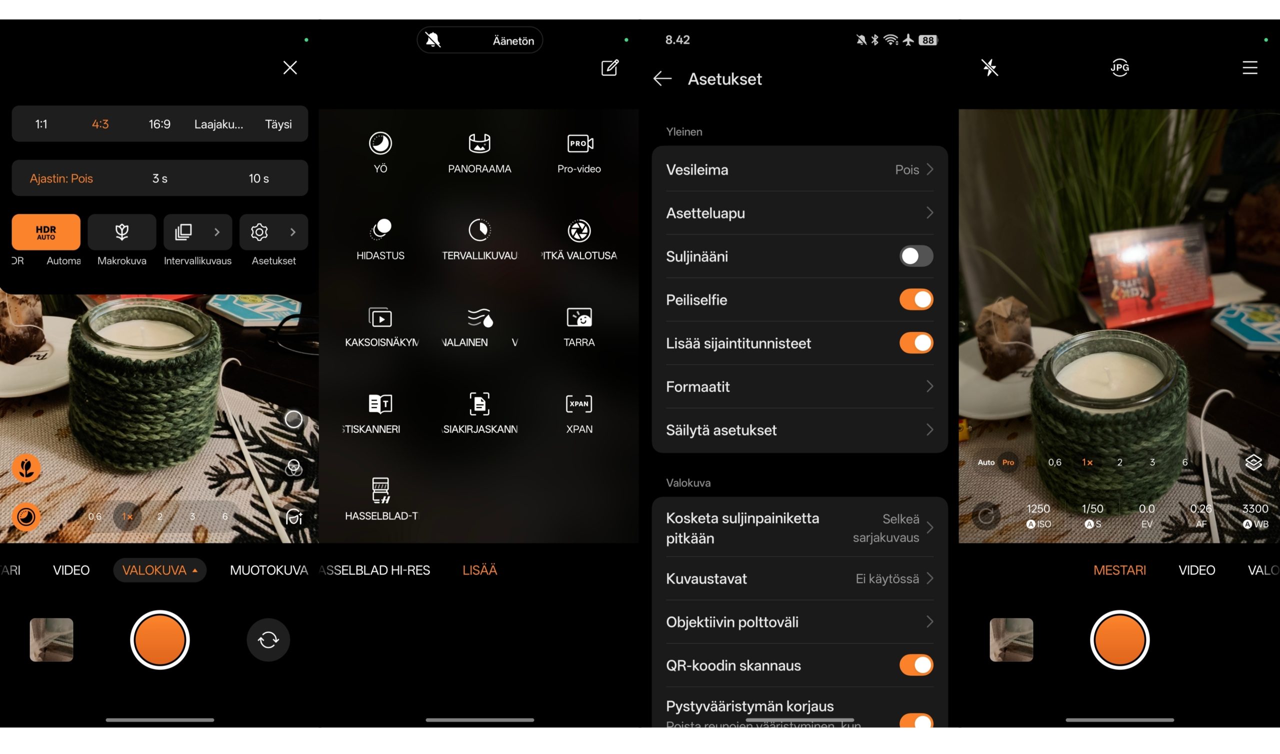Kamerasovellusta Oppo Find X9 -älypuhelimilla.
