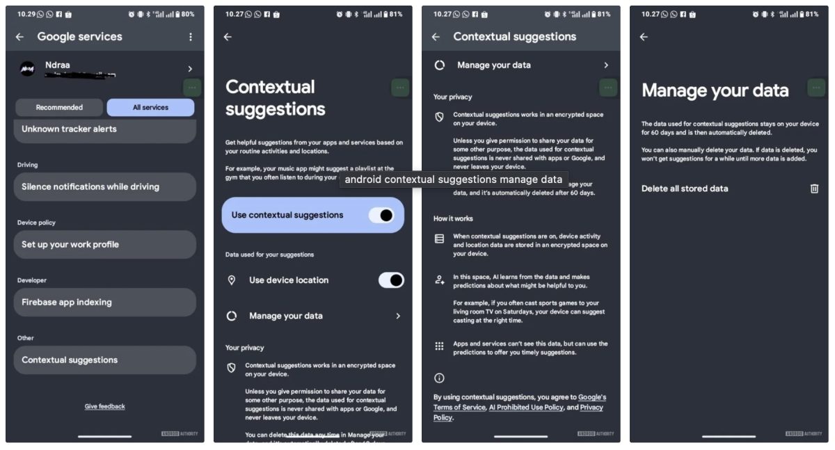 Context Suggestions Androidissa. Kuva: Android Authority.