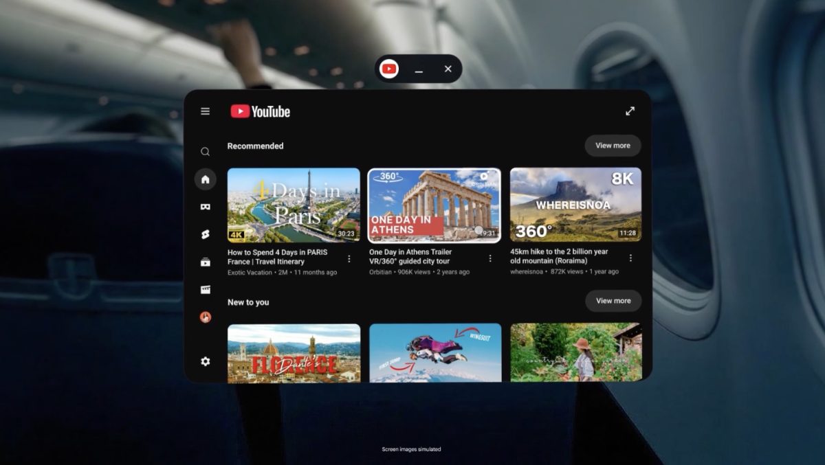 Android XR:n matkustustila.