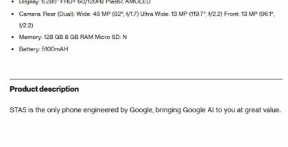 Google Pixel 10a:n tiedot Verizonin sertifoinnissa. Kuva: Evan Blass / X.