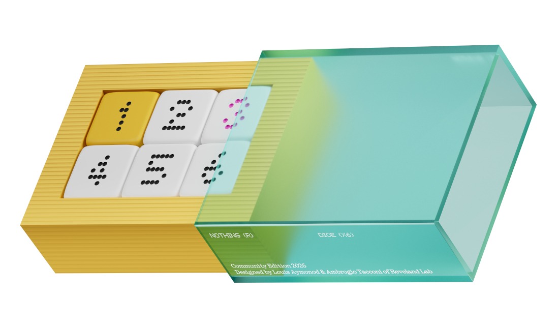 Nothing Phone (3a) Community Editionin mukana toimitettava Dice-noppapeli.