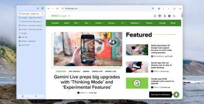 Pystysuuntaiset välilehdet Chromessa. Kuva: 9to5Google.