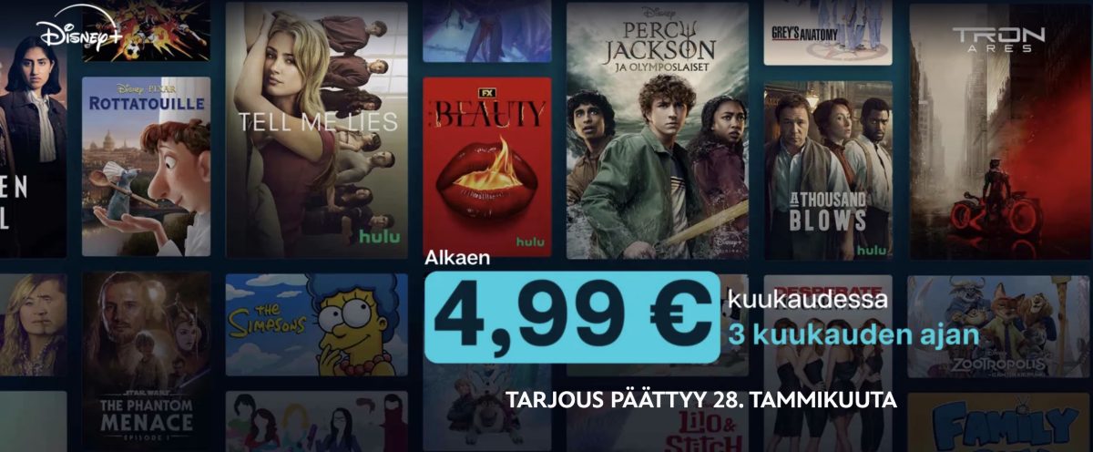 Disney+:n saa nyt alkaen 4,99 eurolla kuukaudessa kolmen kuukauden ajaksi.