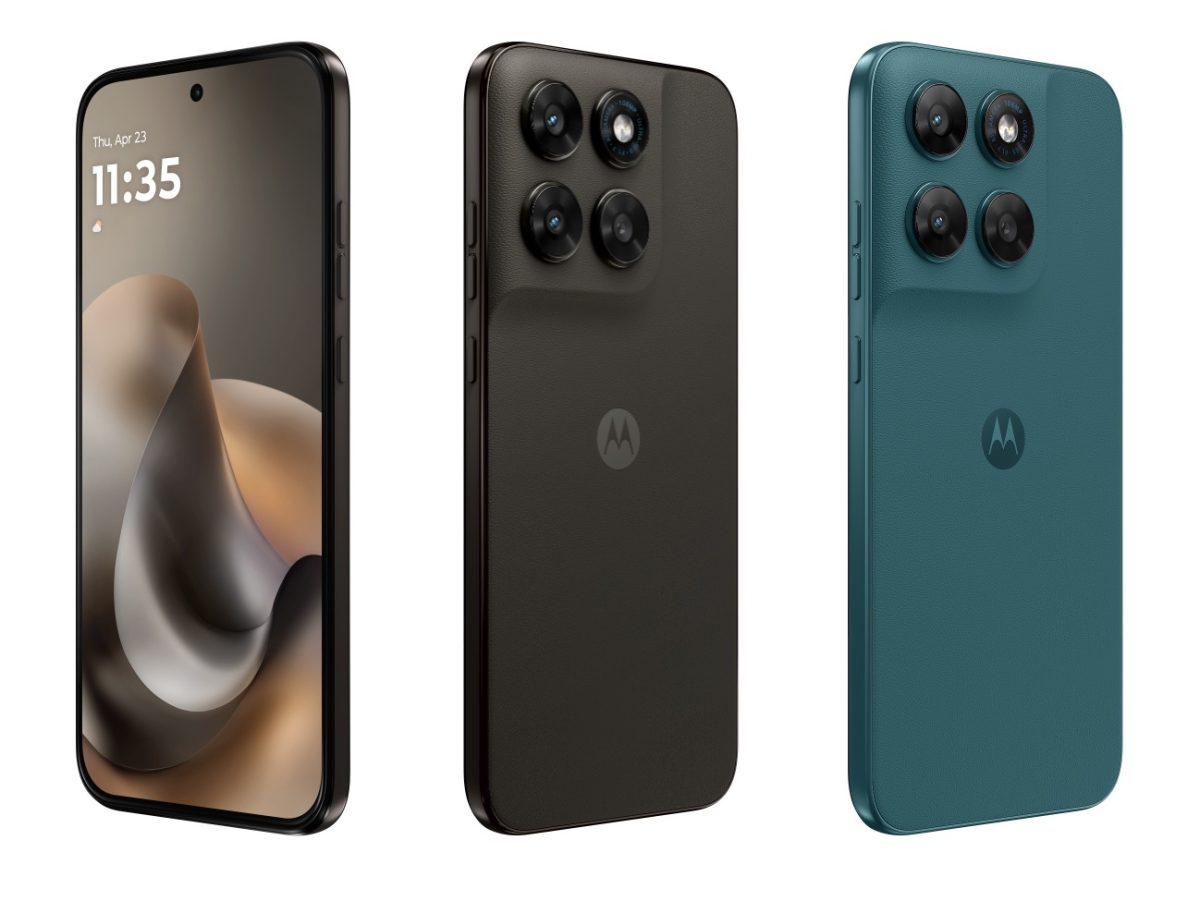 Motorola Moto G77, Pantone Black Olive ja Pantone Shaded Spruce.