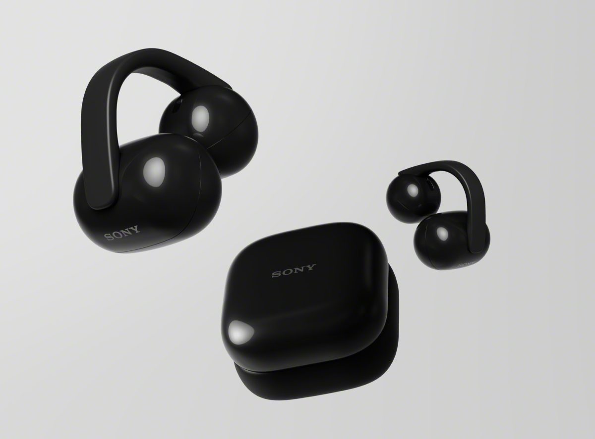 LinkBuds Clip -kuulokkeet ja -kotelo mustana värivaihtoehtona.