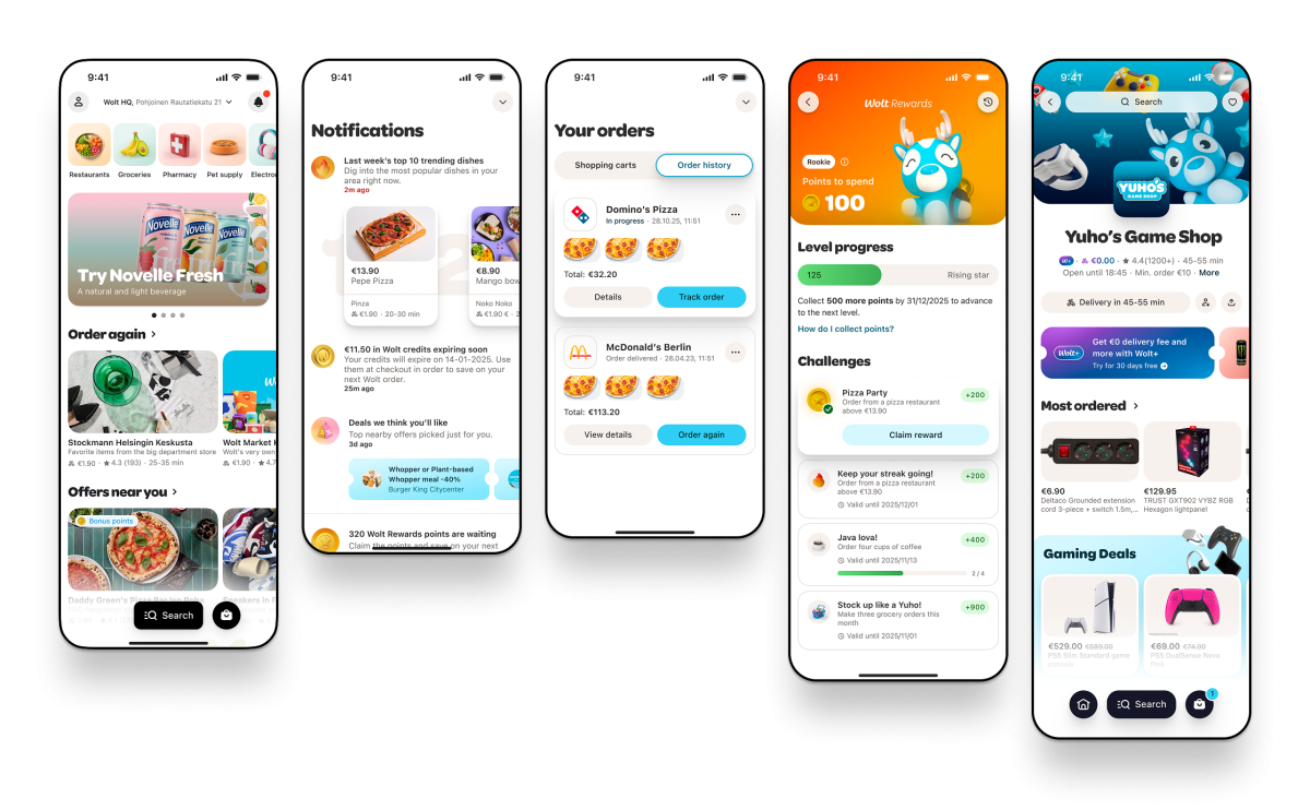 Uudistunut Wolt-sovellus.