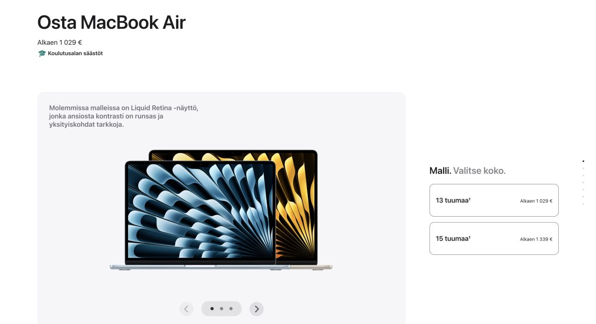 Apple ei tarjoa verkkokaupassaan enää valmiiksi määriteltyjä Mac-kokoonpanoja, vaan ostaja ohjataan määrittelemään tietokone.