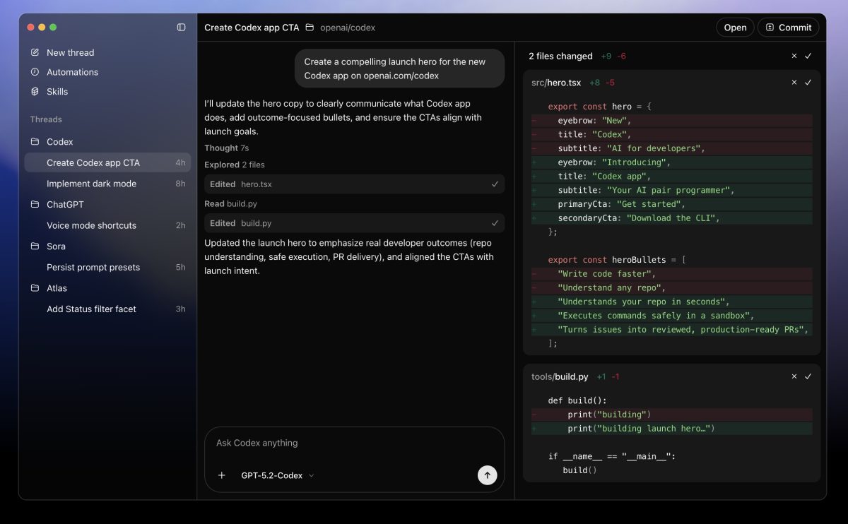 Codex-sovellus macOS:lle.