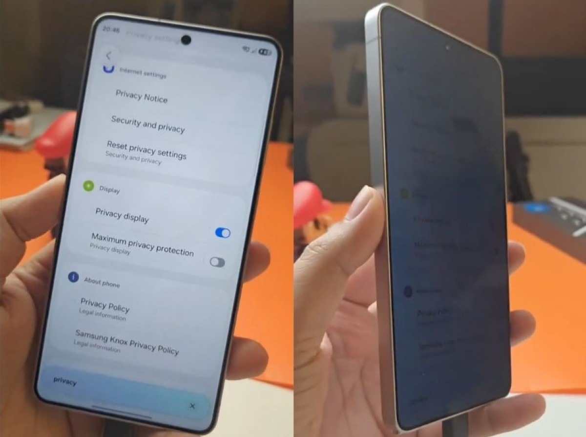 Samsung Galaxy S26 Ultran Privacy Display toiminnassa. Kuva: Sahil Karoul / X.