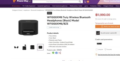 Sony WF-1000XM6 -kuulokkeet listattiin ennenaikaisesti verkkokauppaan.