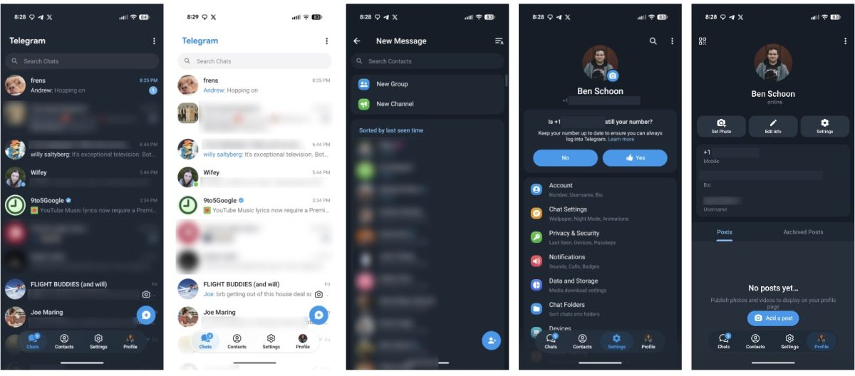 Telegramin uudistunut Androi-sovellus. Kuvat: 9to5Google.
