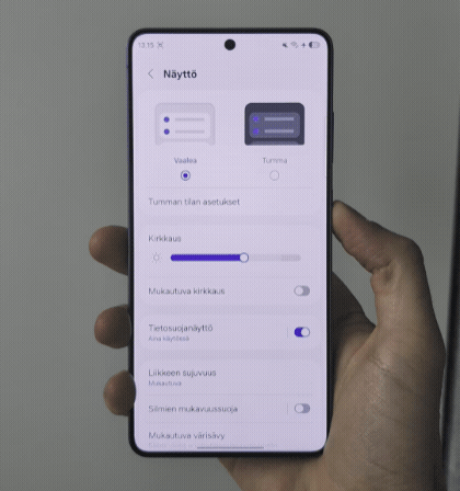 Tietosuojanäyttö toimii hienosti.