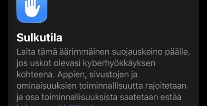 Sulkutila on suojannut onnistuneesti Apple-laitteita.