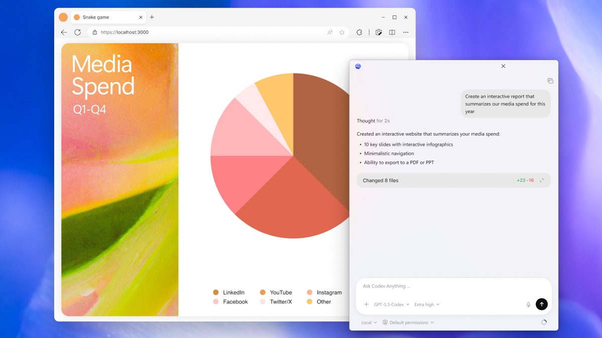 Codex-sovellus Windowsille.
