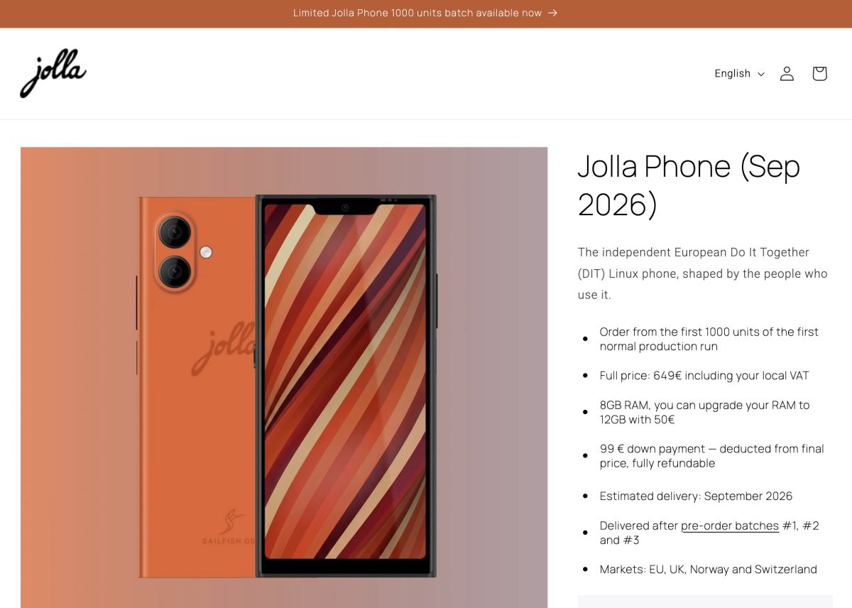 Jolla-puhelimen myynti jatkuu sen verkkokaupassa uudella erällä.