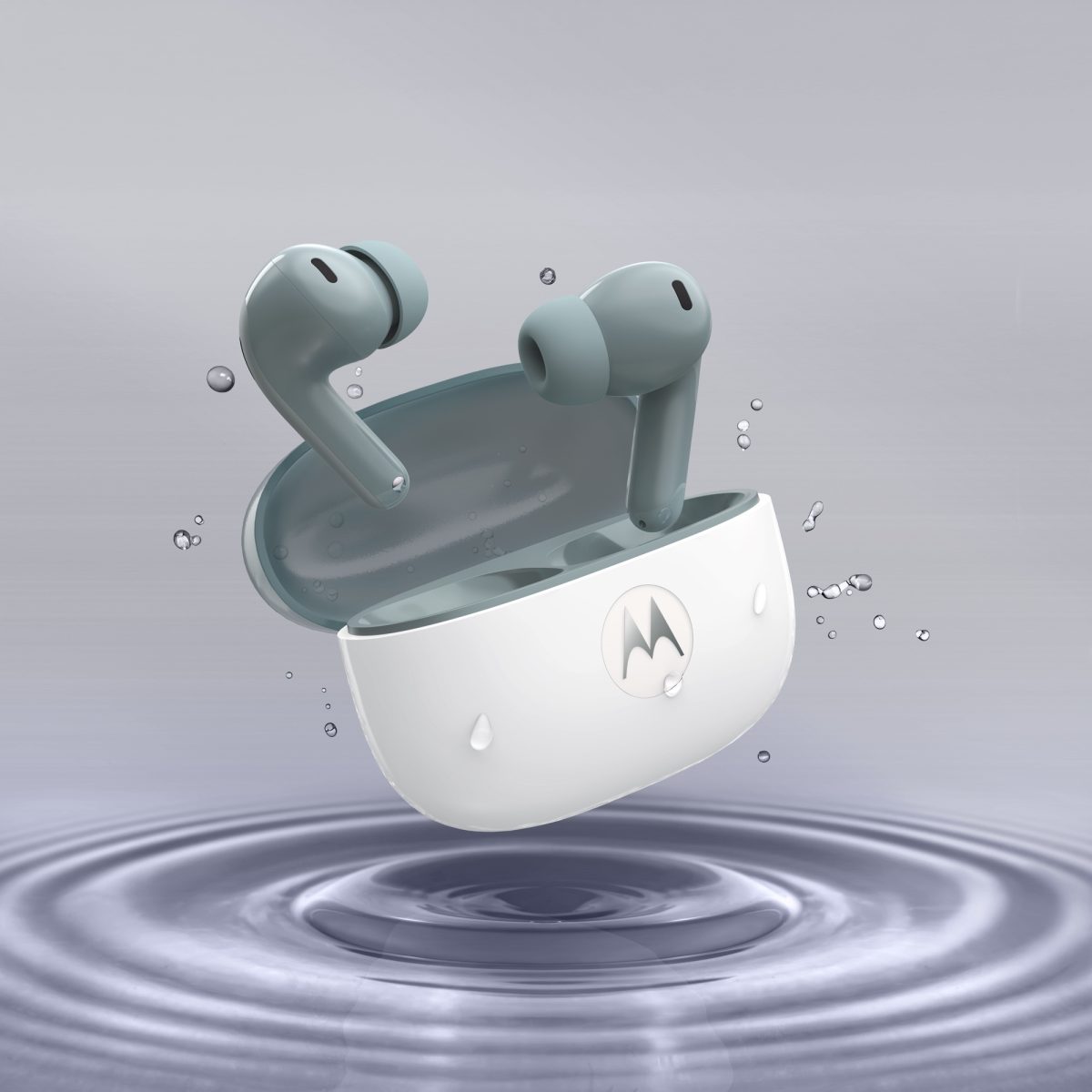 Motorola Moto Buds 2, Pantone Gray Mist.