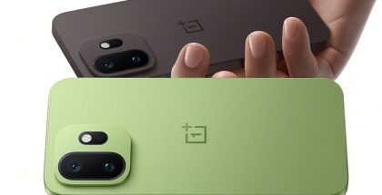 OnePlus 15T ensimmäisessä kuvassa ruskeana ja vihreänä värivaihtoehtona.