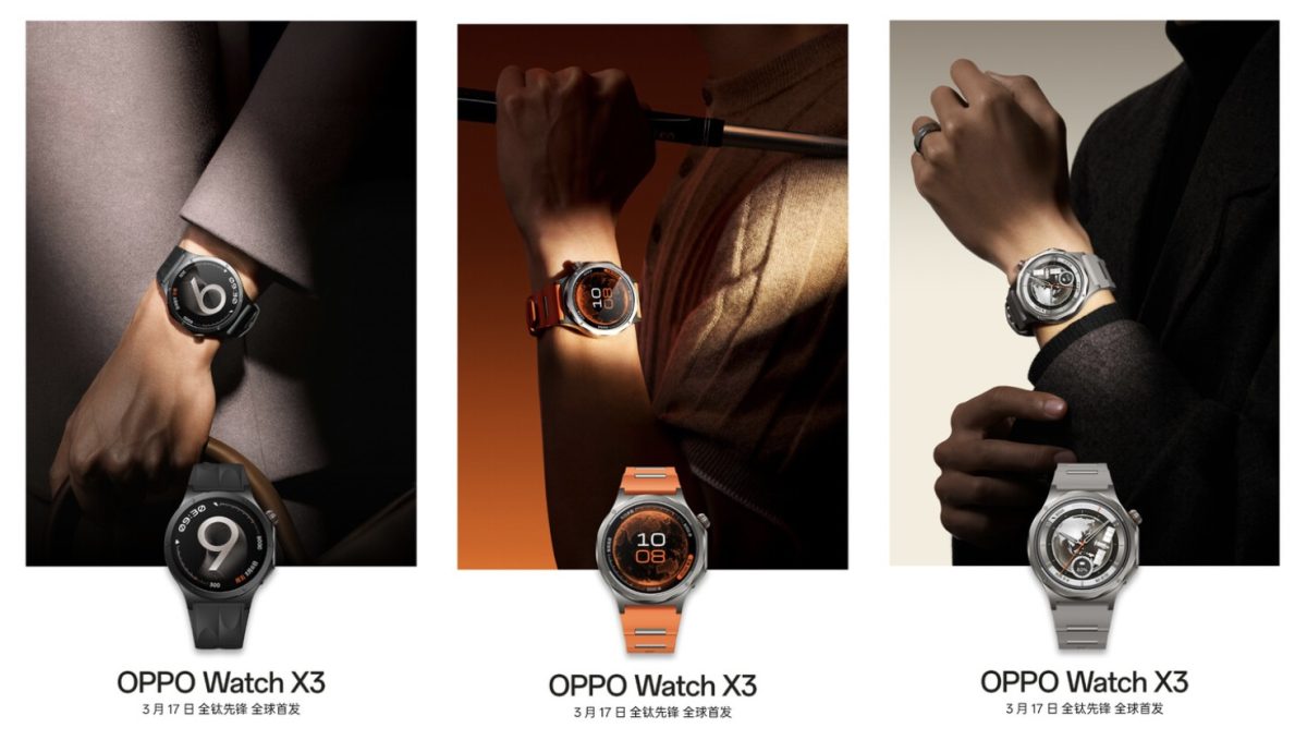 Oppo Watch X3 eri väreissä.