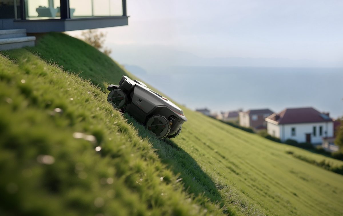Roborock RockMow Z1 kiipeää korkeita mäkiä.