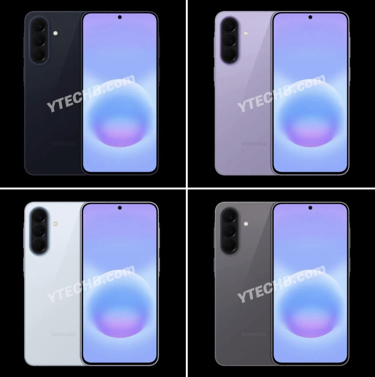 Samsung Galaxy A57 5G eri väreissä. Kuvat: Ytechb.