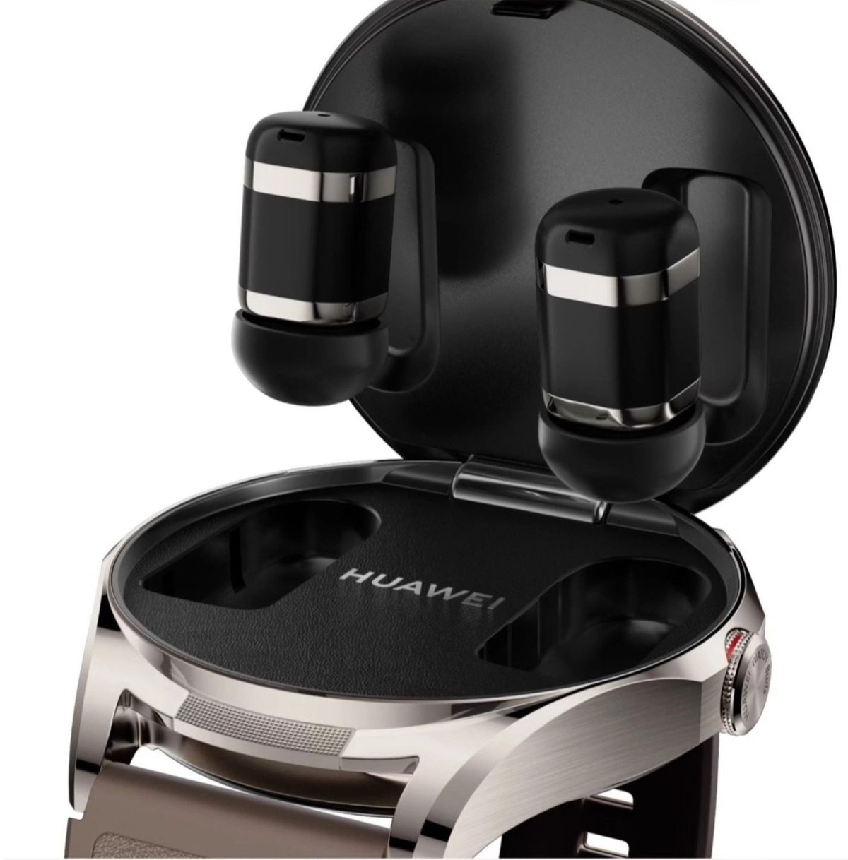 Huawei Watch Buds 2:n sisältä löytyvät säilytyspaikat kuulokkeille.