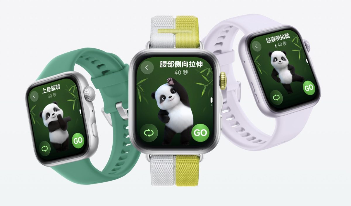 Uutuutena Huawei Watch Fit 5 -kelloissa mukana ovat pandan ohjaamat mikroharjoitukset. Kuvassa Huawei Watch Fit 5.