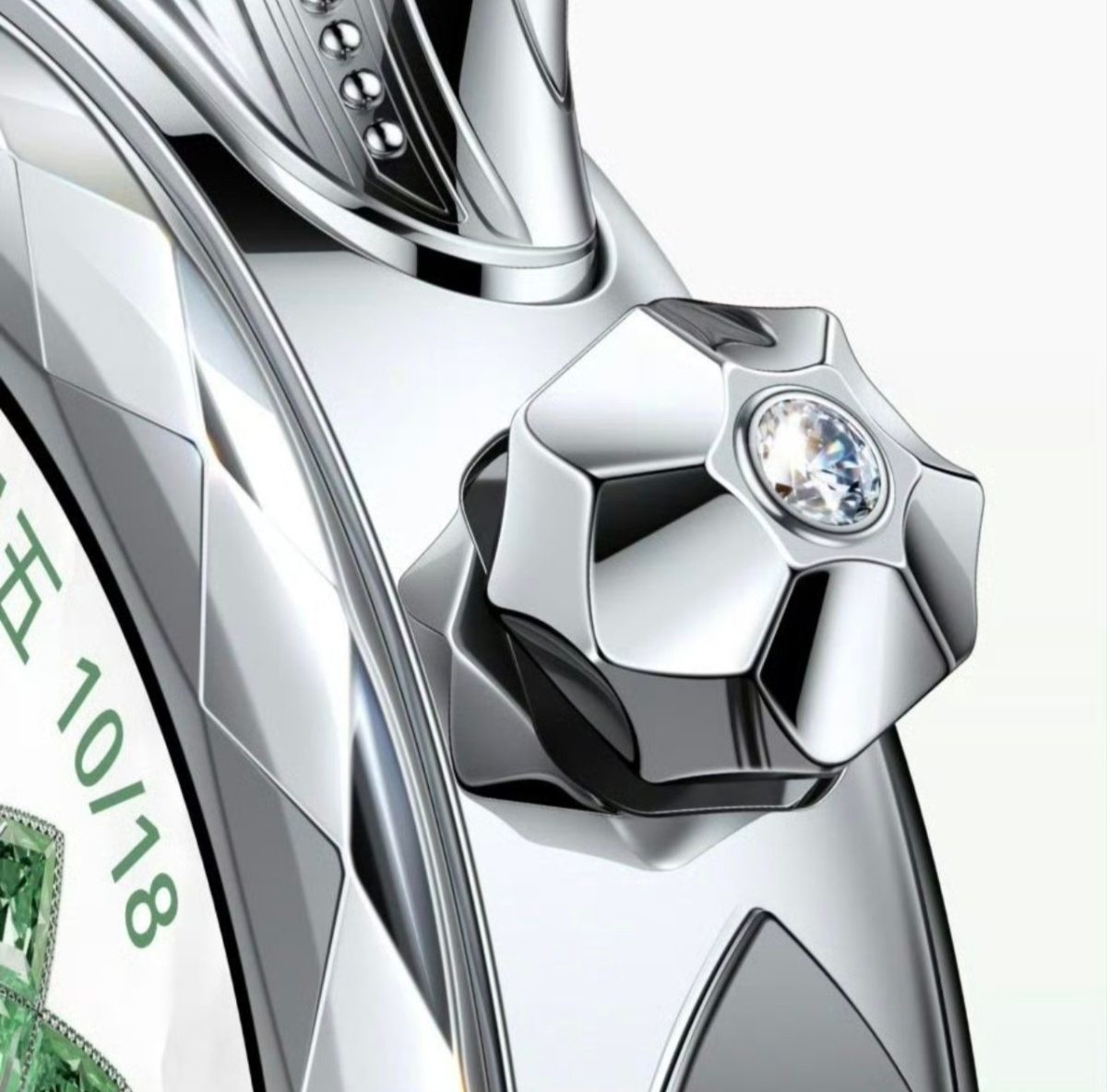 Huawei Watch Ultimate Star Diamond Blooming Edition sisältää erikoismuotoillun kruunupainikkeen.