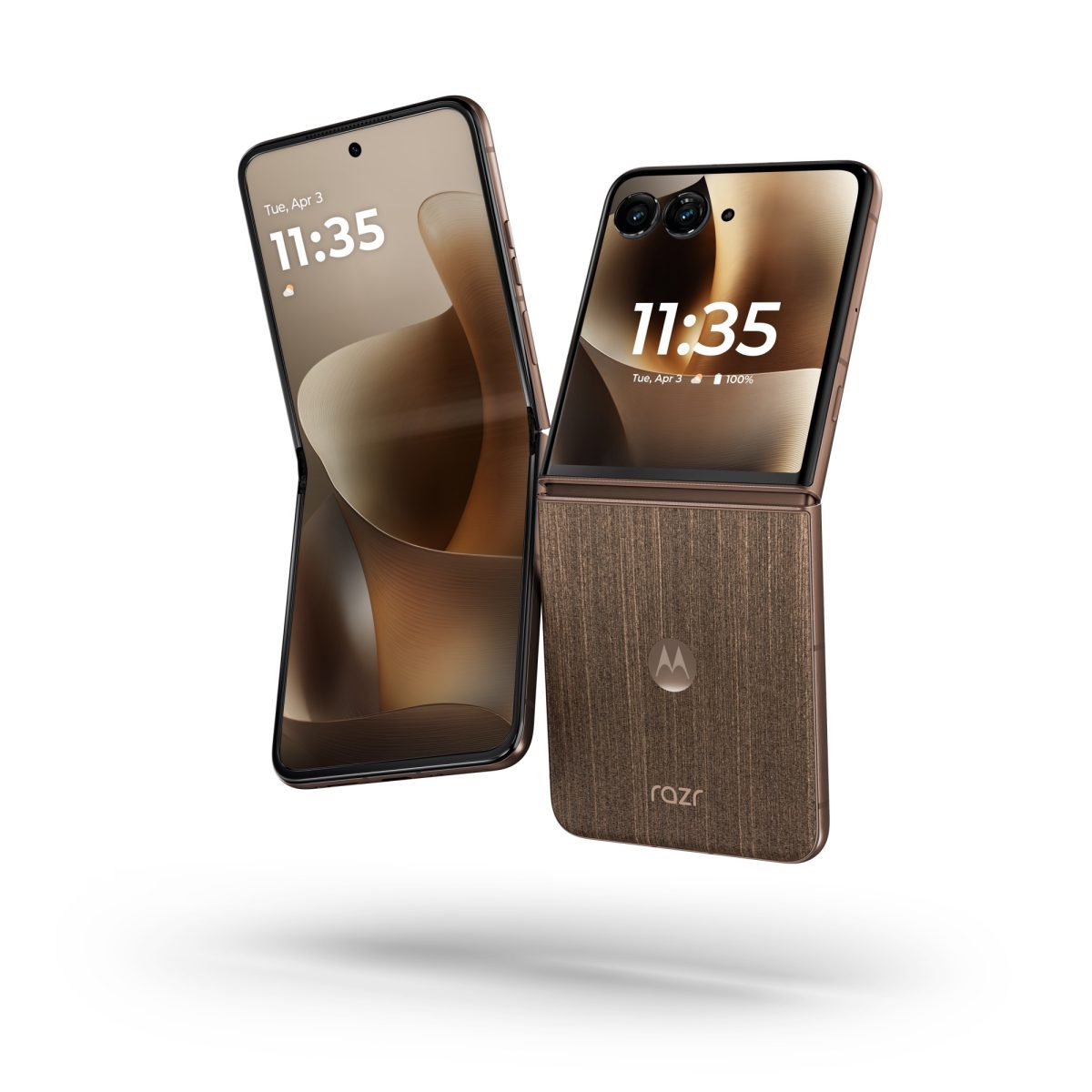 Motorola Razr 70 Ultra, Pantone Cocoa Wood.