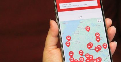 OnniBussin uusi toiminto näyttää bussit kartalla.